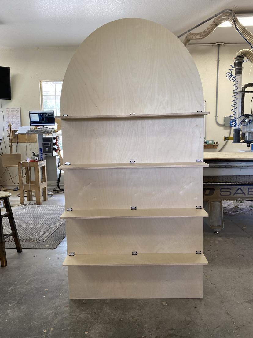 6ft x 3ft Collapsible Dessert Wall with Shelves – Unfinished White Birch Backdrop Display