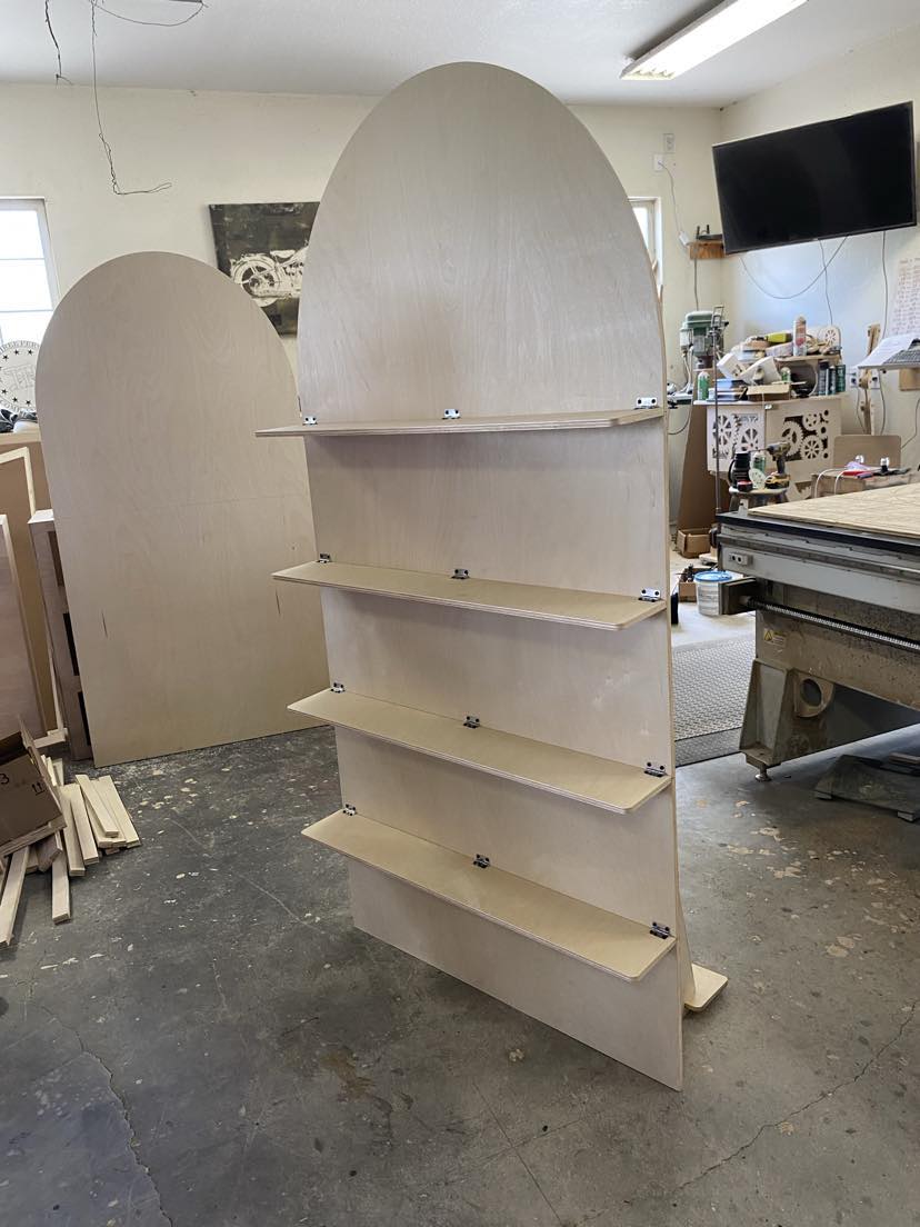 6ft x 3ft Collapsible Dessert Wall with Shelves – Unfinished White Birch Backdrop Display