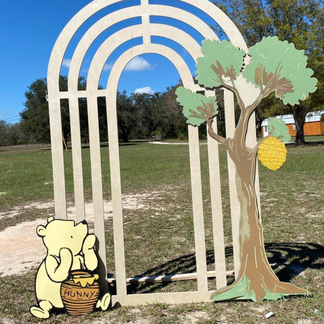 Two Piece Backdrop Party Prop Set Classic Pooh Birthday Baby Shower Arch not included