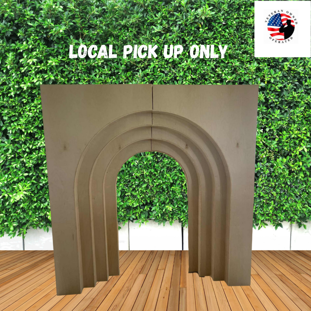 7ft 3D Layered Wooden Arch Backdrop – Custom CNC Birchwood for Weddings, Events & Parties