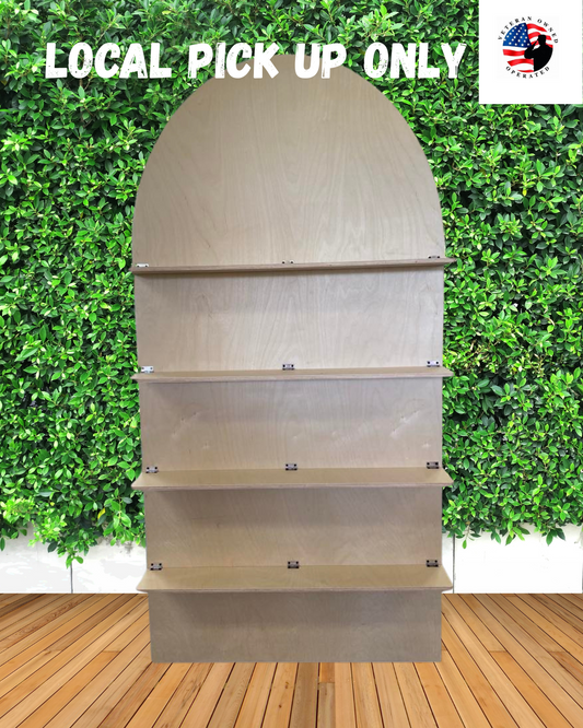 6ft x 3ft Collapsible Dessert Wall with Shelves – Unfinished White Birch Backdrop Display