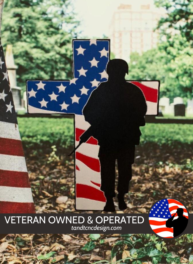 Stars & Stripes Soldier Cross PVC Yard Art