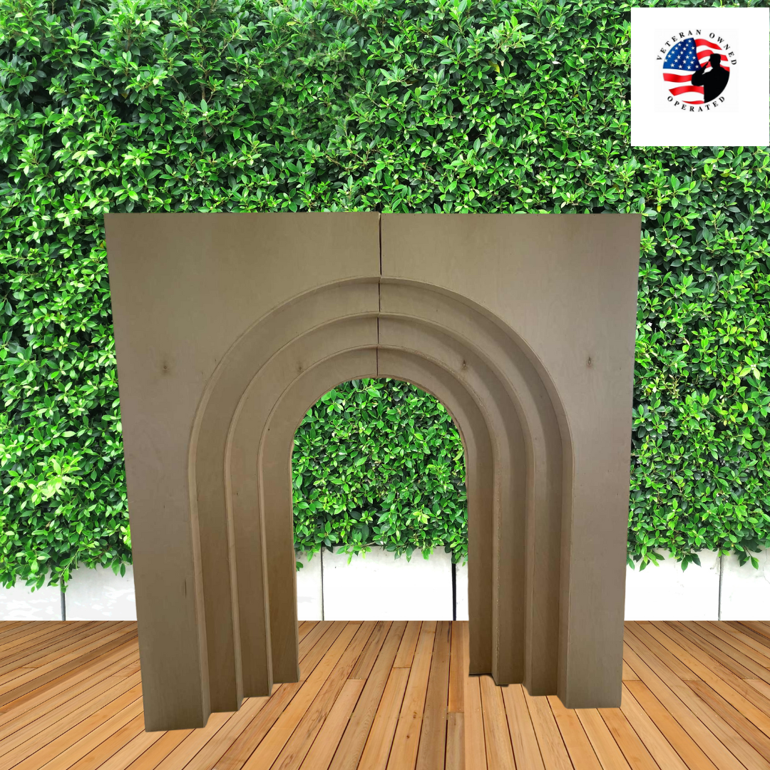 7ft 3D Layered Wooden Arch Backdrop – Custom CNC Birchwood for Weddings, Events & Parties