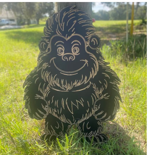 Baby Bigfoot Sasquatch Yard Art - Close Up