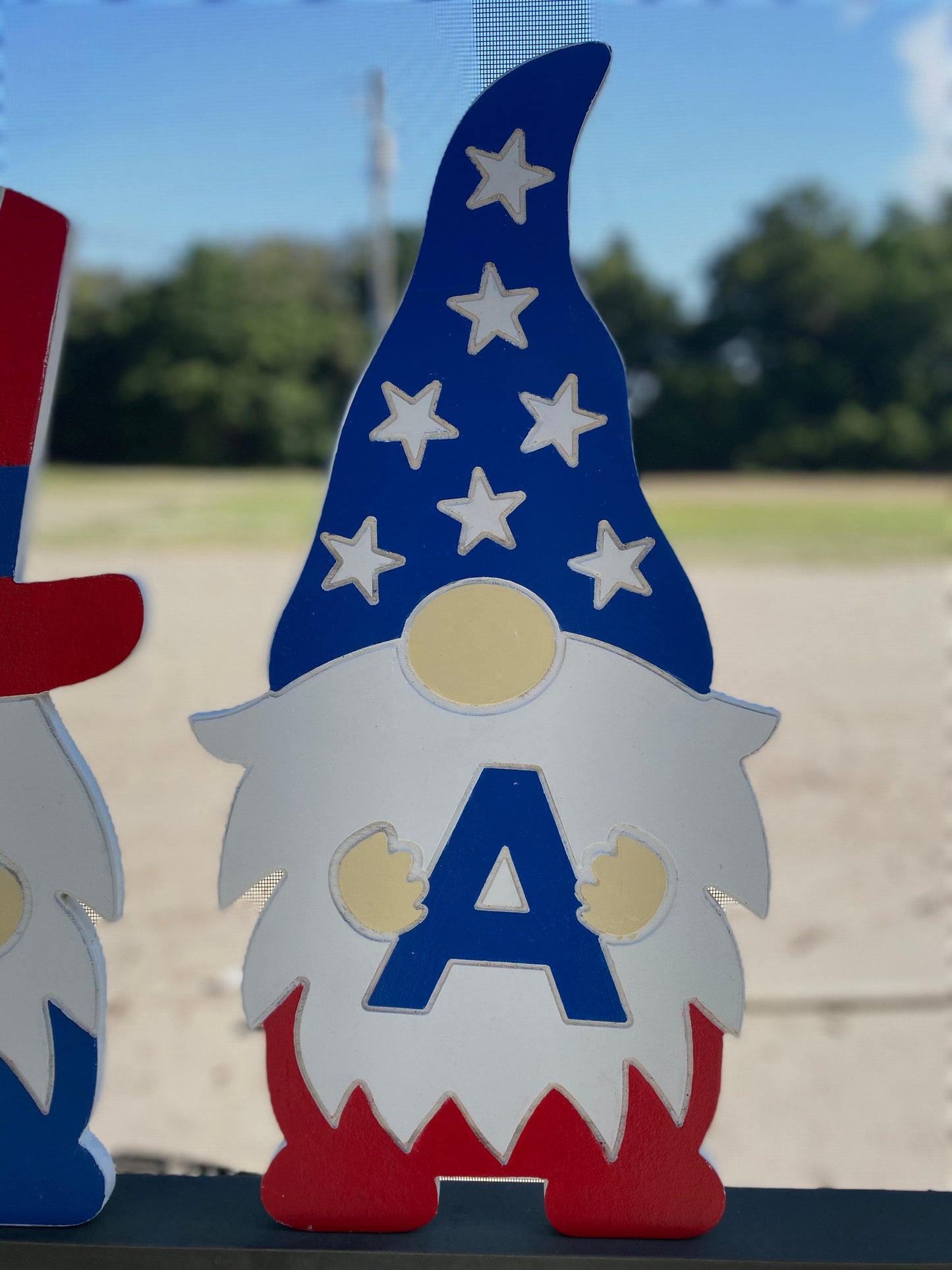 Patriotic USA Gnome Set PVC Yard Art - Close Up A
