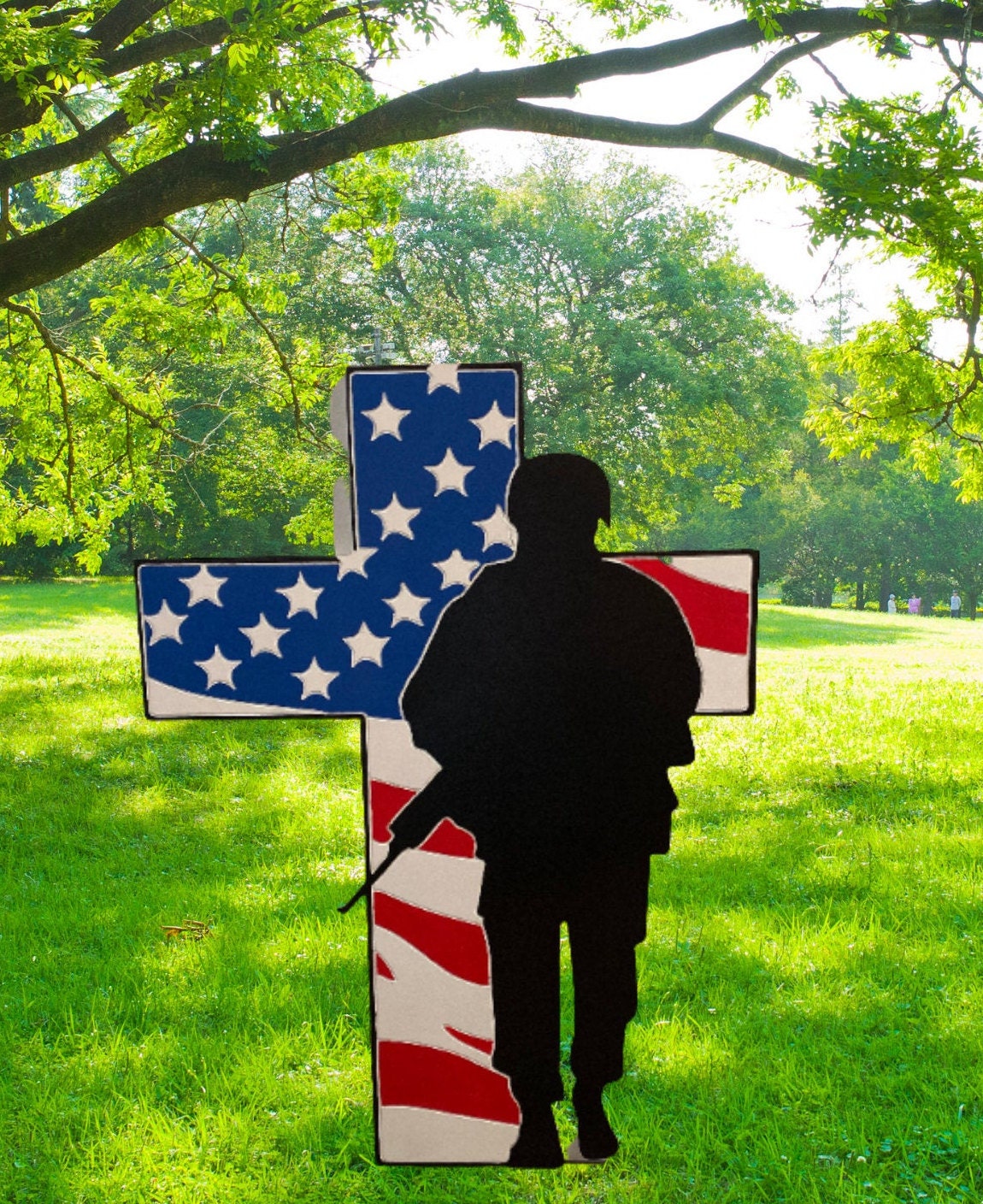 Weatherproof FalleStripes Soldier Yard Art 100 PVCn Soldier Yard Art | Stars and Stripes Soldier Yard Art 100% PVC