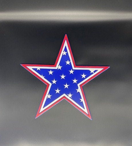Set of 3 Patriotic Star PVC Yard Stakes - Star 2 Close Up