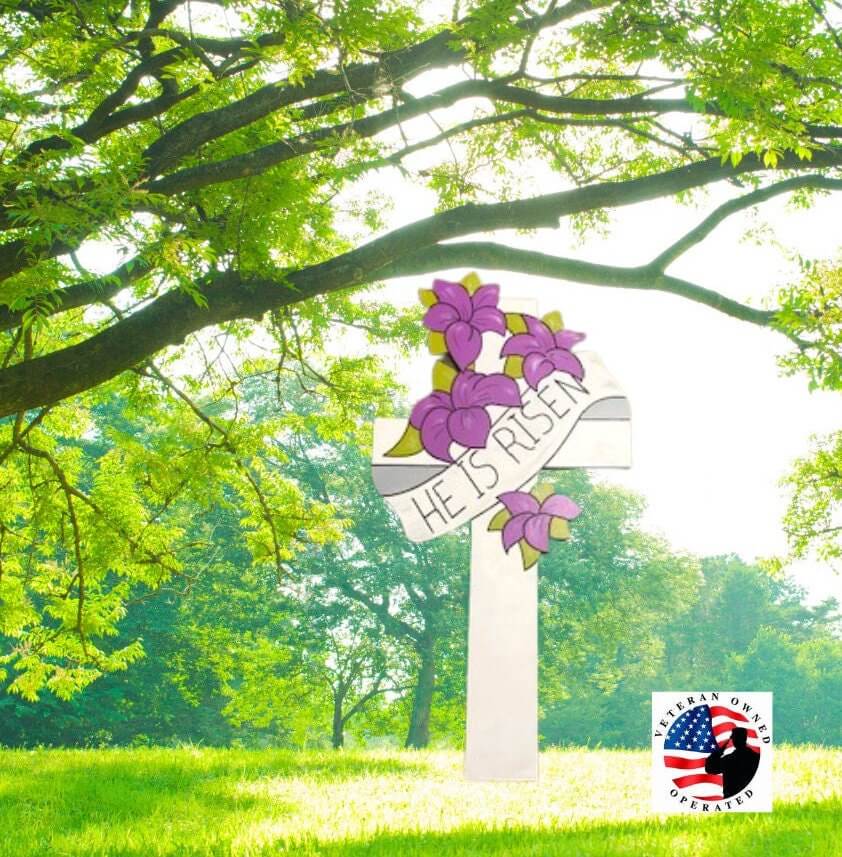 42" Engraved Easter Lily Cross