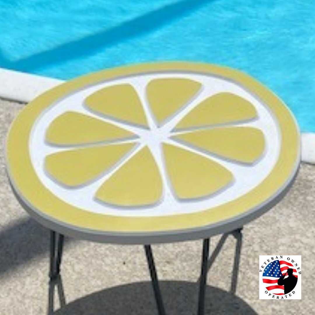 Lemon poolside poly table
