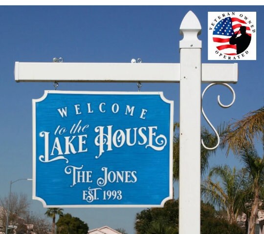 Personalized 100 PVC Carved Lake House Sign