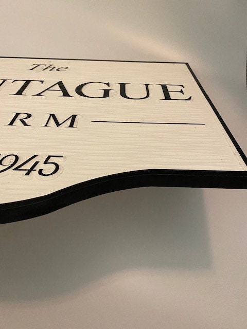 Custom Carved PVC Farm House Sign - Detail