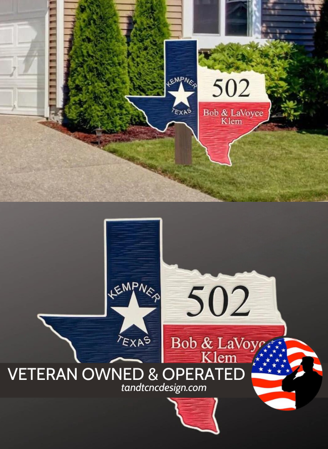 Custom State Shaped PVC Address Yard Stake - T&T CNC Design Studio