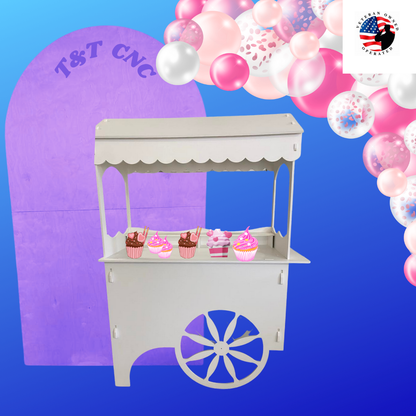 Candy Cart with Decorative Wheels Weatherproof PVC Perfect for indoor and Outdoor Events