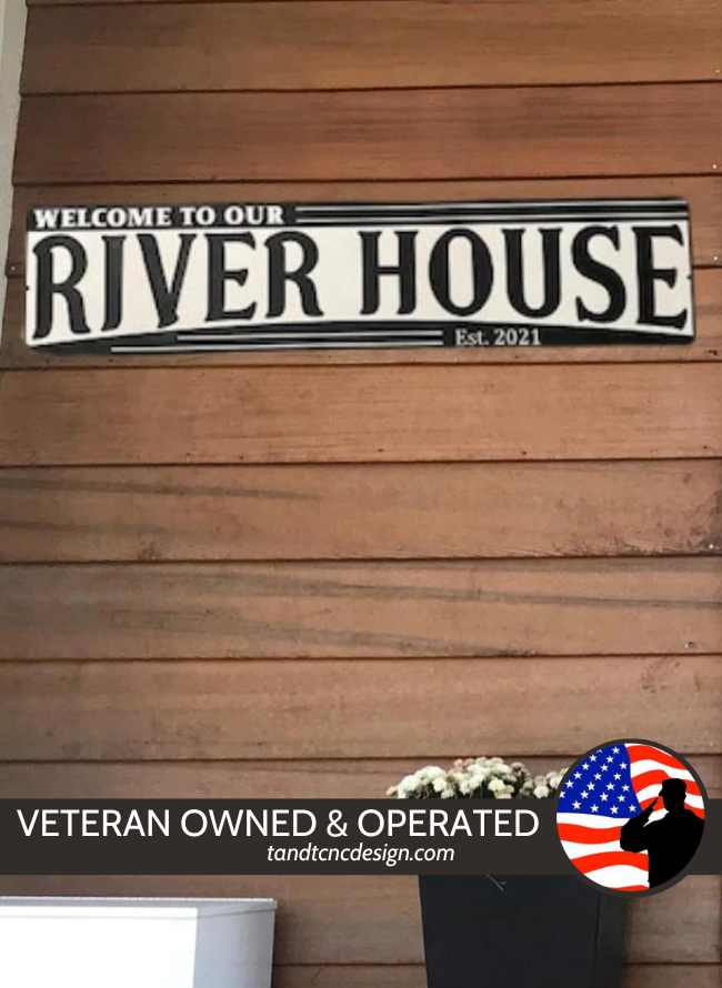 47" Personalized Carved River House Sign