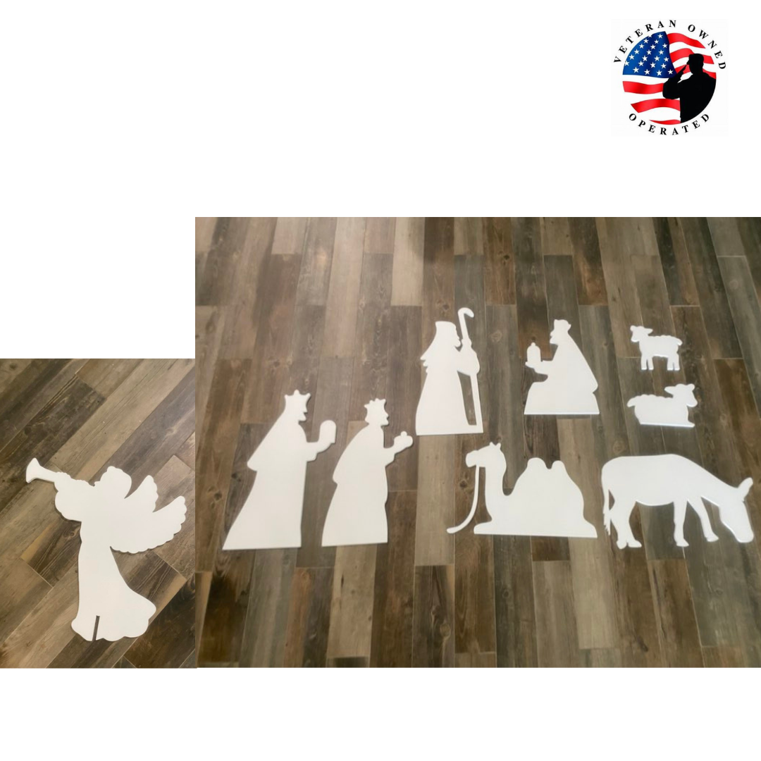 Outdoor Nativity Set Weatherproof  PVC Plastic Complete Set