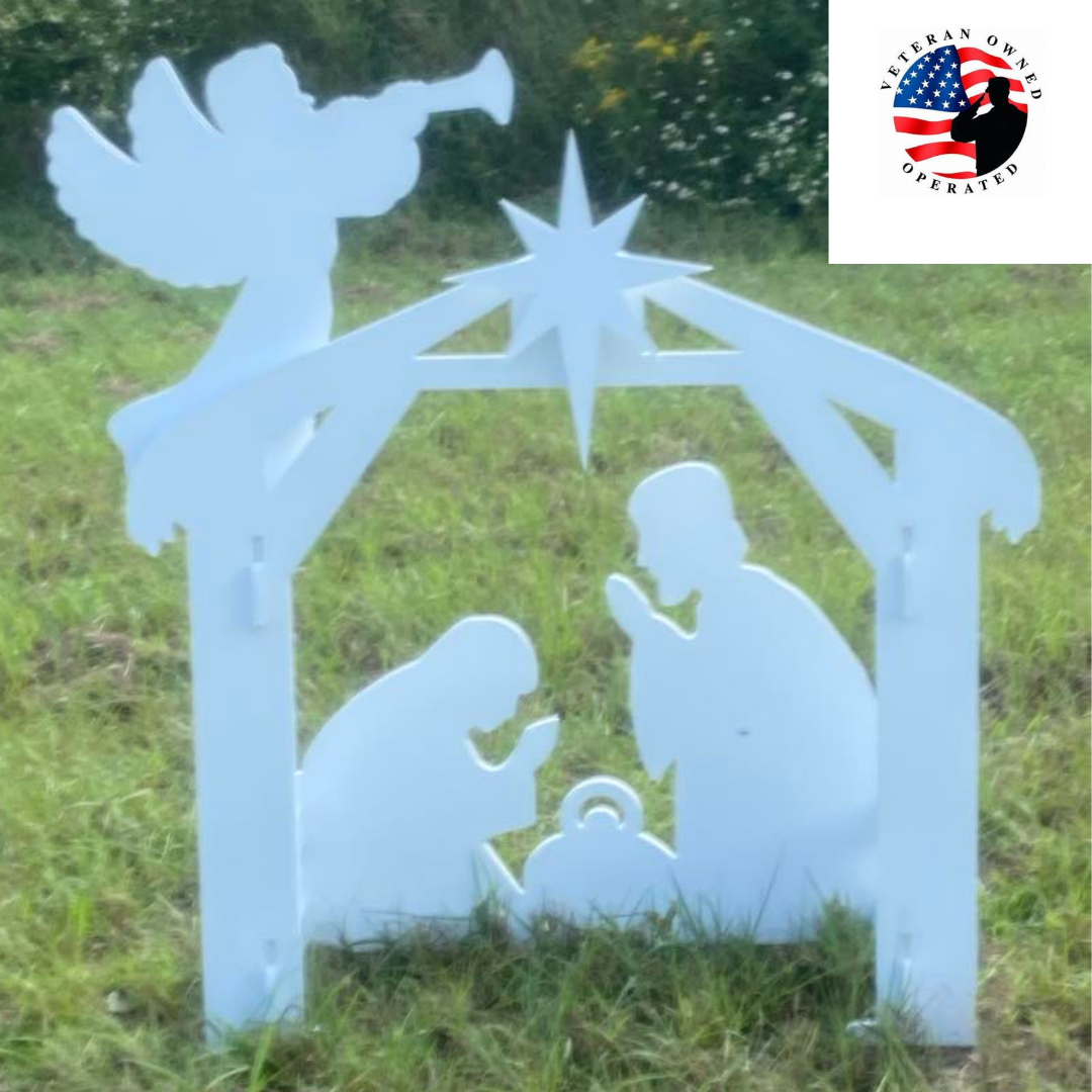 Outdoor Nativity Set Weatherproof  PVC Plastic Complete Set