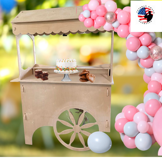 Candy Cart Sweet Dessert Display  Full Size  Unfinished Wood Decorative Wheels