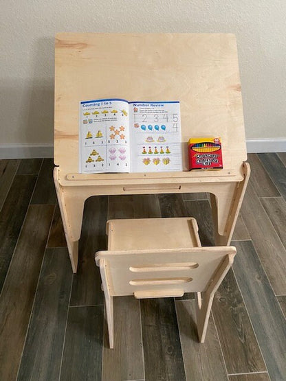 Wood Kid's Desk and Chair Set - Front View