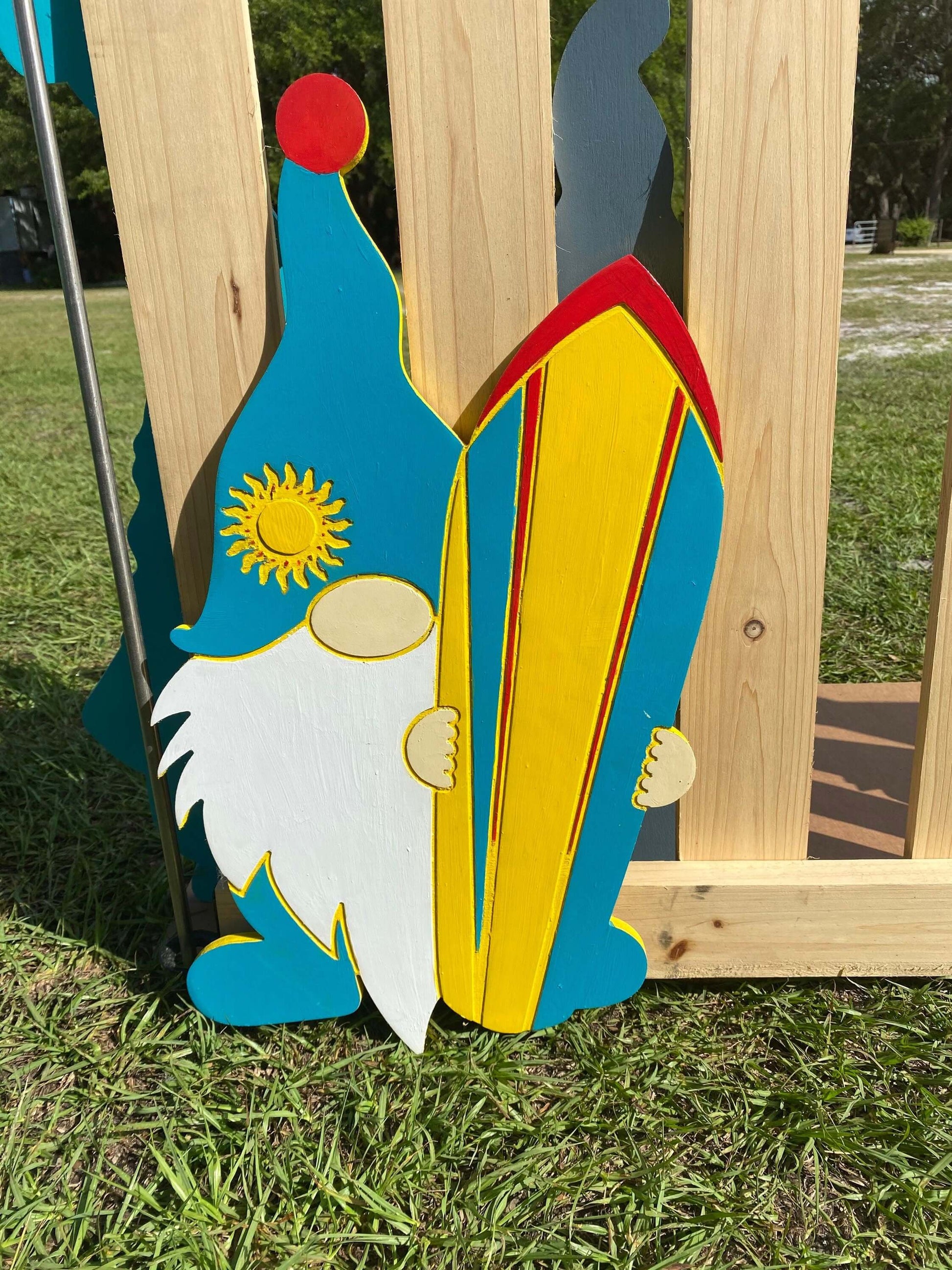 Surfboard Gnome Yard Stake or Sign