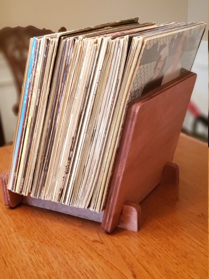 Wooden Vinyl Record Holder - Side view