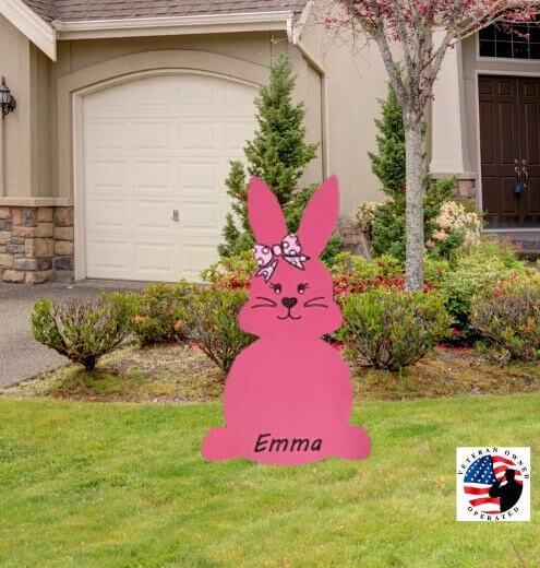 20" Personalized Easter Bunny Yard Art - Pink