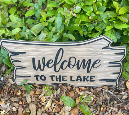 Custom Carved Lake House Sign