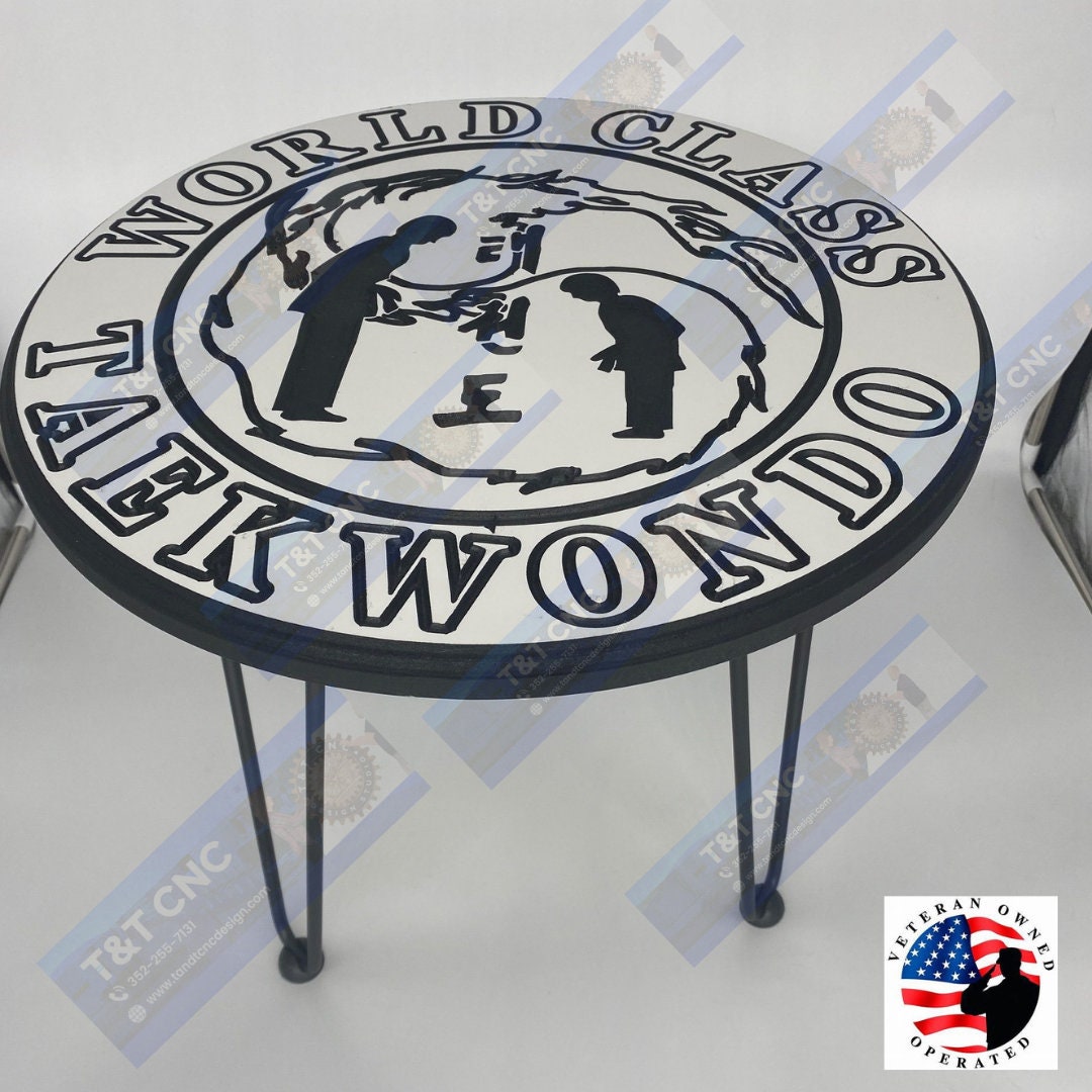 Custom Decals Table Custom Business Logo Poly Table - T&T CNC Design Studio