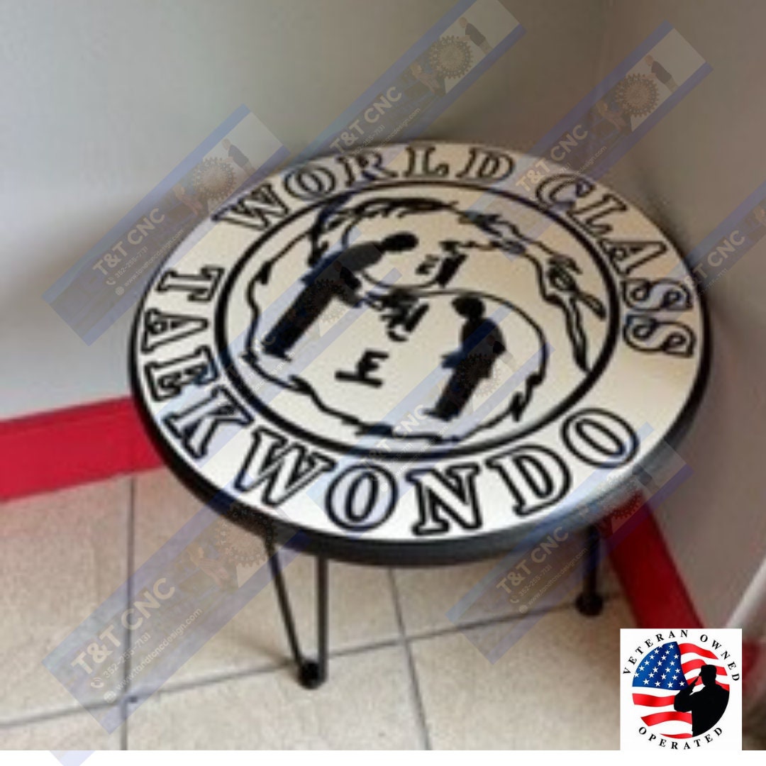 Custom Decals Table Custom Business Logo Poly Table - T&T CNC Design Studio