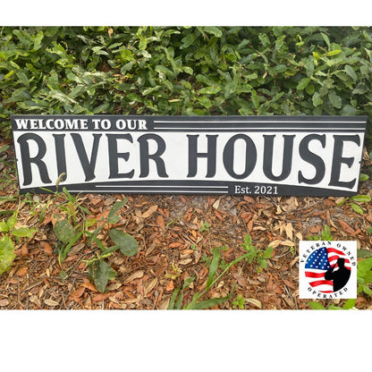 Personalized Carved River House Sign