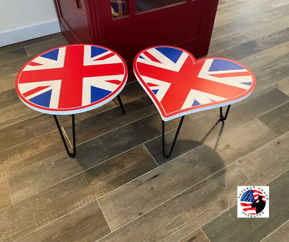 Union Jack Tea Tables | British Flag Tables | Weather proof Poly Pool & Patio Tables