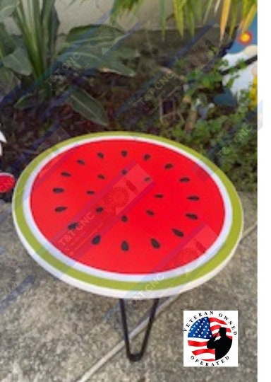 Watermelon Themed Outdoor Side Table & Gnome 2 Piece Set