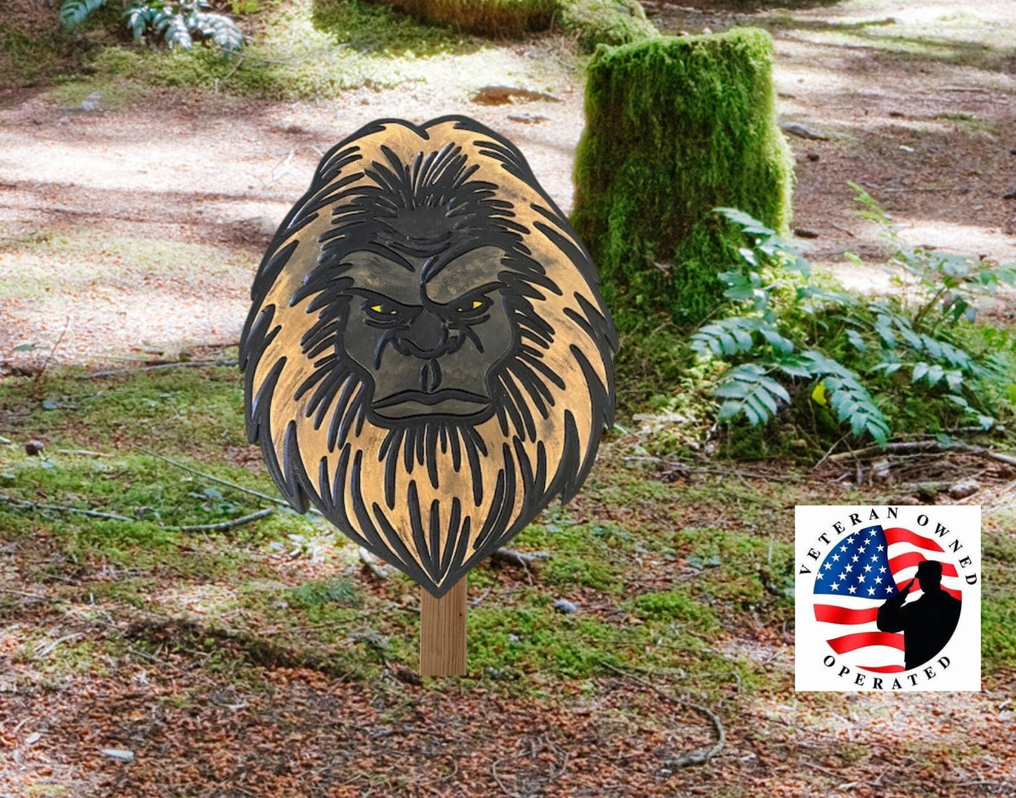 Bigfoot/Sasquatch Carved Face Sign, Door Hanger, or Yard Stake