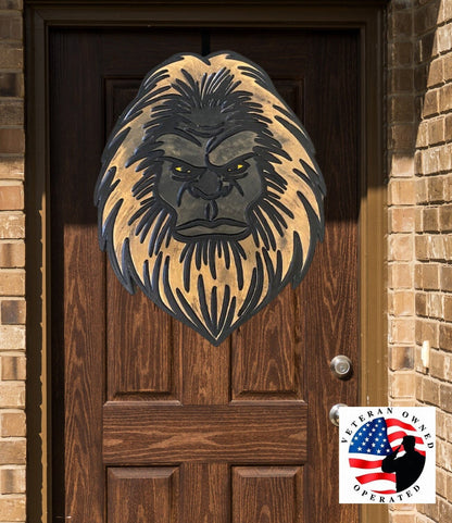 Bigfoot/Sasquatch Carved Face Sign, Door Hanger, or Yard Stake